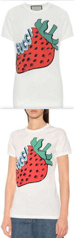 Logo Sequin Strawberry Print T-Shirt | DESIGNER INSPIRED FASHIONS