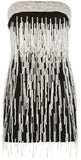 Strapless Crystal-Beaded & Pearlescent Fringe Satin Mini Cocktail Dress