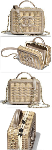 Small Vanity Case, Beige & Gold | DESIGNER INSPIRED FASHIONS