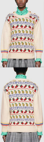 Pineapple and Strawberry Print Sweater | DESIGNER INSPIRED FASHIONS