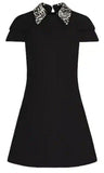 Dress with Embroidered Printed Collar, Black | DESIGNER INSPIRED FASHIONS