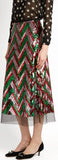 Sequin-Embellished Chevron Midi Skirt
