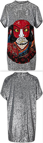 Sequin-Embroidered Mini Dress