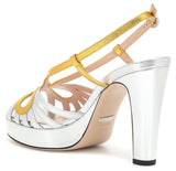 Metallic Leather Platform Sandals - Silver/Gold | DESIGNER INSPIRED FASHIONS