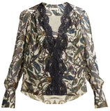 Paisley-Print Silk Blouse