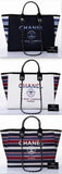 Deville Stripe Tote - Dark Blue, White, Multi Colored