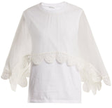 Lace Trimmed Tulle Blouse and Skirt Set