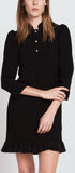 Black Textured Dress with Jewelled Buttons