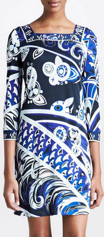 Square-Neck Printed Jersey Dress - DESIGNER INSPIRED FASHIONS