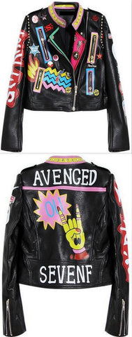 Embellished 'Rock Group' Faux Leather Jacket - DESIGNER INSPIRED FASHIONS