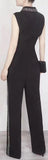 Black Double-Breasted Crystal-Embellished Jumpsuit