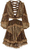 Tali Cutout Printed Silk-Crepon Mini Dress