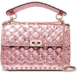 The Rockstud Spike Quilted Metallic Leather Shoulder Bag