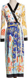 Shell Printed Pleated Wrap Dress