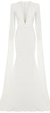 'Clemence' V-Neck Long Sleeve Gown