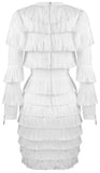 Fringed Tiered Low-Cut Mini Dress
