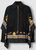 Scarf Detail Cotton Gabardine Harrington Jacket | DESIGNER INSPIRED FASHIONS