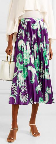 Pleated Printed Midi Skirt