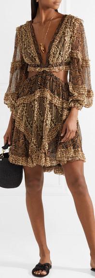 Tali Cutout Printed Silk-Crepon Mini Dress
