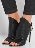 Textured Leather Mules
