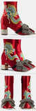 Dragon Satin Mid-Heel Ankle-Boot, Red