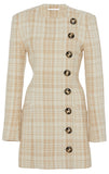 Button-Detail Tweed Mini Dress