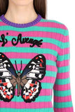 Butterfly-Embroidered Knit Sweater - Multi Colored - DESIGNER INSPIRED FASHIONS