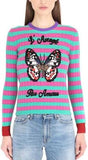 Butterfly-Embroidered Knit Sweater - Multi Colored - DESIGNER INSPIRED FASHIONS