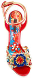 Embellished Red Painted Sandals - DESIGNER INSPIRED FASHIONS