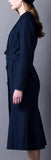 Double-Breasted Wool Coat with Flared Hem in Deep Blue - DESIGNER INSPIRED FASHIONS