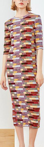Knit Multi Colored Midi Dress