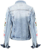 Stripe and Rose Print Denim Jacket