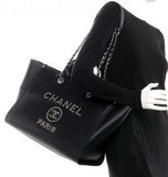 Caviar Medium Studded Deauville Tote Black