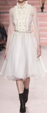 Ruffled Lace-Paneled Polka-Dot Tulle Midi Dress