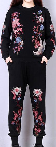 Embroidered Knit Sweatsuit