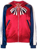 Colour Block Hooded Bomber Jacket with Tiger Print