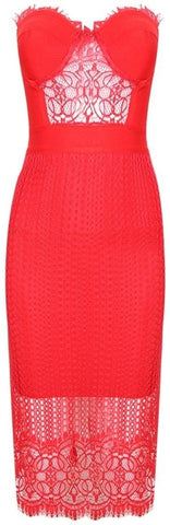 Strapless Lace Bustier Bodycon Bandage Dress