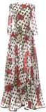 Carnation And Polka Dot Printed Gown