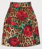 Leopard and Rose Print Mini Skirt