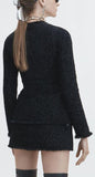 Button-Embellished Tweed Jacket and Skirt Set