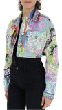 Baroque Technicolour Print Denim Jacket | DESIGNER INSPIRED FASHIONS