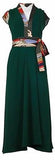 Midi Dress with Contrast Trim and Sash Belt - Black or Green
