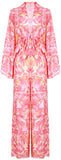 Flared-Sleeve Tie-Front Print Top and Pant Set