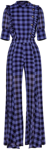 Gingham Ruffle Blouse and Pant Set