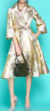 Jacquard Metallic Floral Dress-Coat