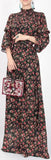 Floral-Print High-Neck Maxi Dress