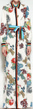Floral-Printed Web-Stripe Maxi Dress -White or Black