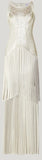 Foil Motif Eyelet Fringe Gown
