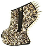 Spiked Sculptural Wedges in Gold or Silver - DESIGNER INSPIRED FASHIONS