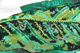Banana Leaf Embellished Dress with Flared Hem - DESIGNER INSPIRED FASHIONS